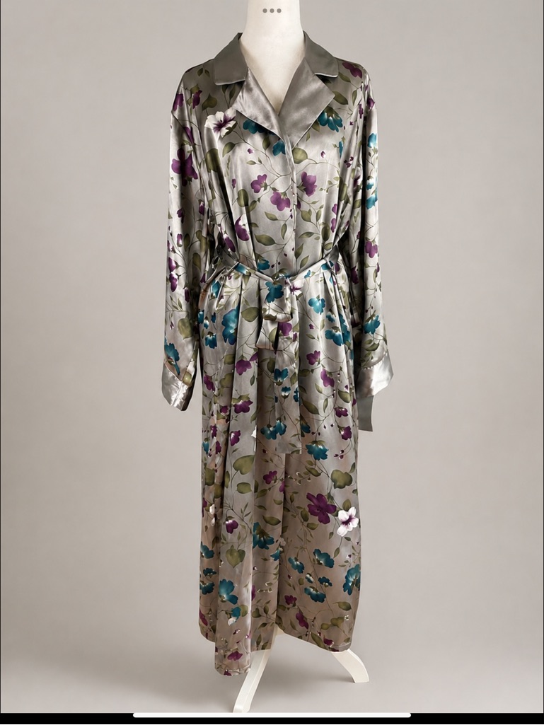 Vintage Deadstock Gloria Vanderbilt Floral Satin Robe Nwt Mervyn’s California Lg